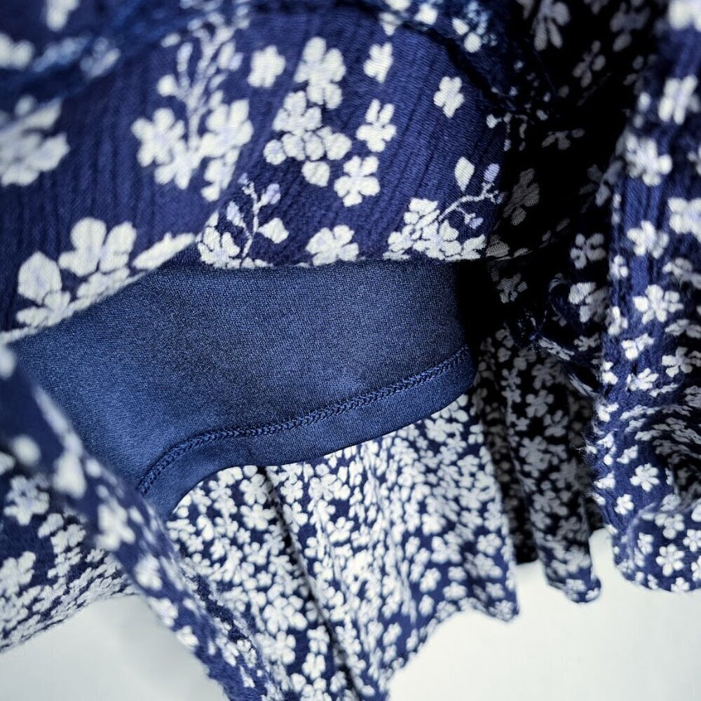 OLD NAVY Long Sleeve Dress size S NAVY BLUE & WHITE Floral Boho Peasant Casual - Picture 6 of 7